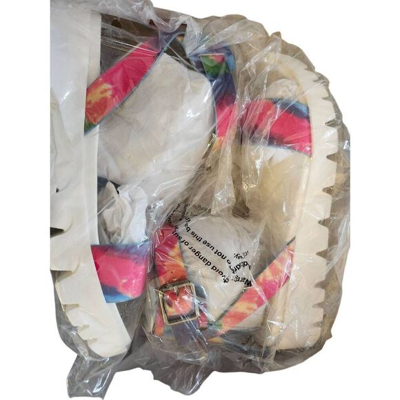 MIA Mady Sandals, Size 7.5, Rainbow Tie-Dye Ankle Strap Gladiator NWT - Picture 3 of 5